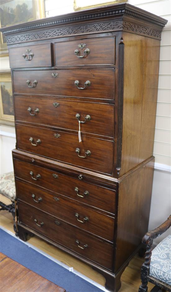 A George III mahogany chest on chest, W.3ft 7in. D.1ft 11in. H.6ft 3in.